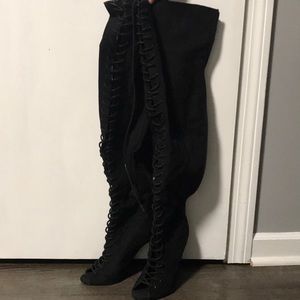 Lace up over the knee boots